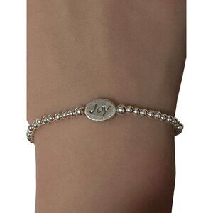 925 Sterling Silver Beaded Stretch Stacking Bracelet Minimalist Joy Charm